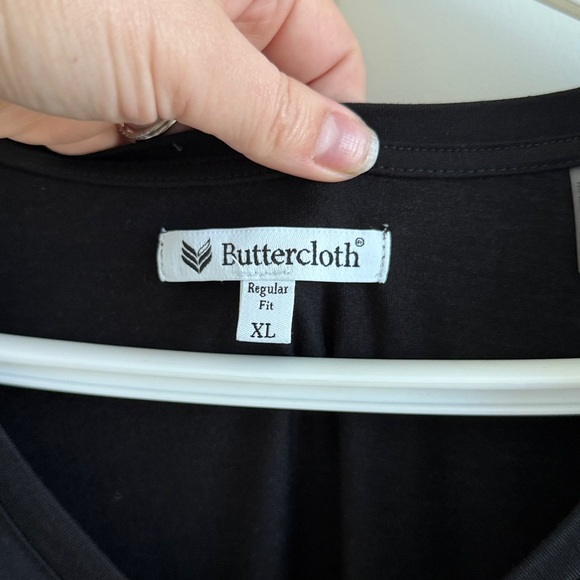 Buttercloth Black V-Neck T-Shirt - Picture 2 of 3